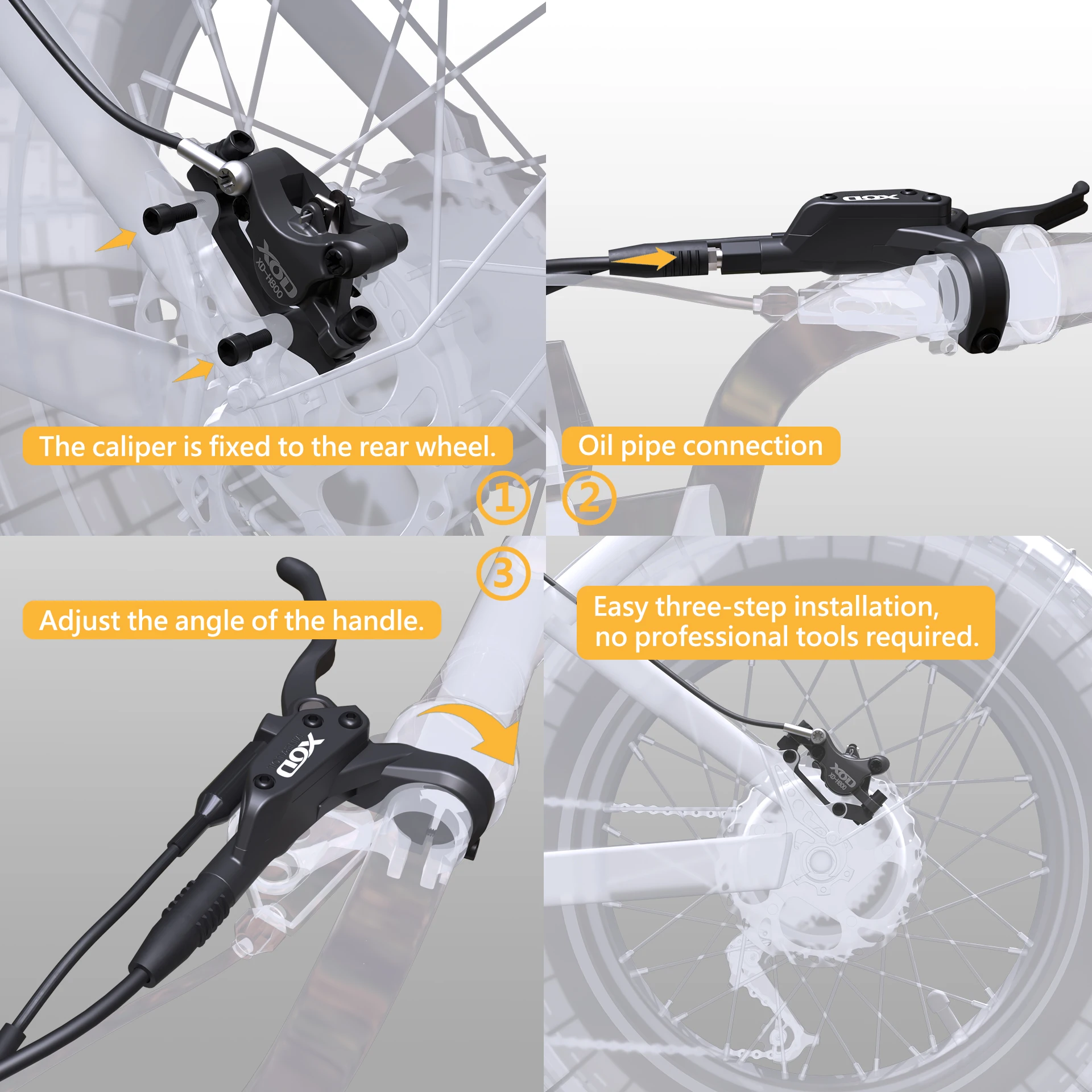 XOD XD-H800 / XD-H880 Hydraulic Disc Brakes for Electric Scooters & E-Bikes , – Compatible KuKirin G2 G2MAX G3PRO G4 G5