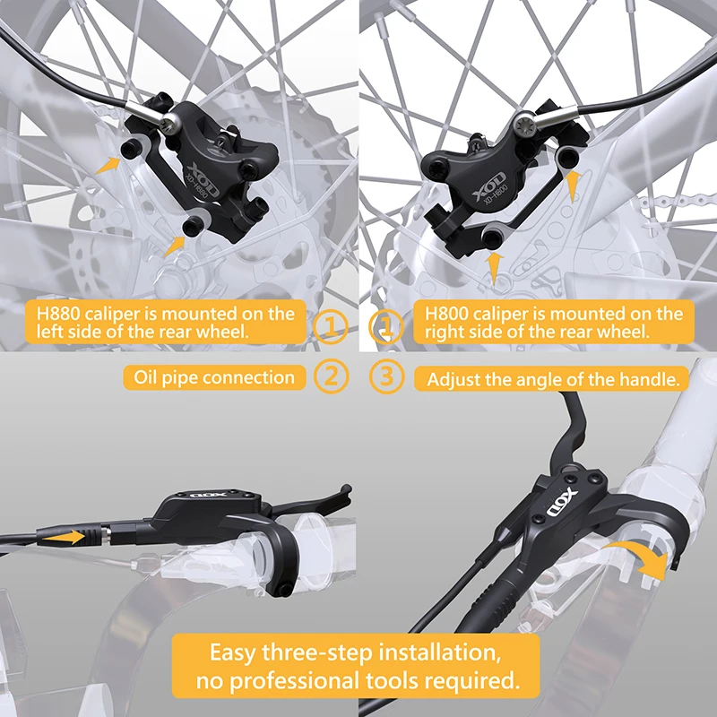 XOD XD-H800 / XD-H880 Hydraulic Disc Brakes for Electric Scooters & E-Bikes , – Compatible KuKirin G2 G2MAX G3PRO G4 G5