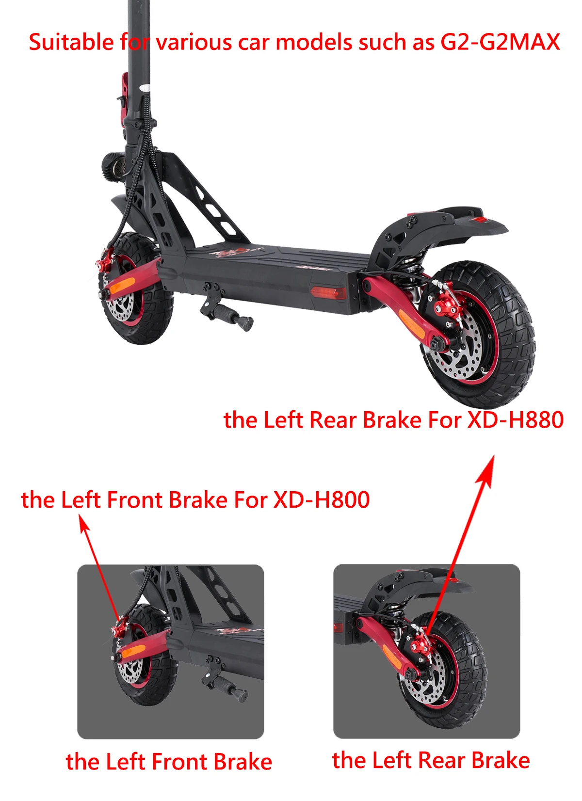 XOD XD-H800 / XD-H880 Hydraulic Disc Brakes for Electric Scooters & E-Bikes , – Compatible KuKirin G2 G2MAX G3PRO G4 G5