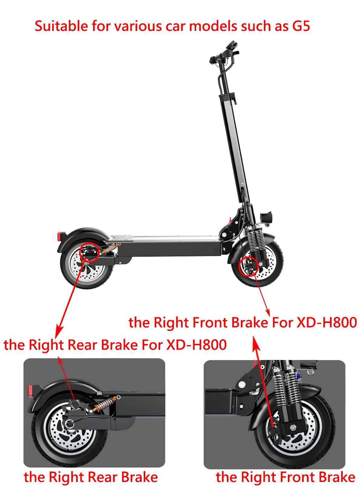 XOD XD-H800 / XD-H880 Hydraulic Disc Brakes for Electric Scooters & E-Bikes , – Compatible KuKirin G2 G2MAX G3PRO G4 G5