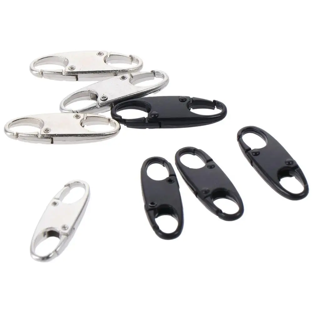 8PCS Stainless Steel Backpack Buckle S Type Handmade Carabiner with Lock Silver Necklace Clasps Jewelry Accessories