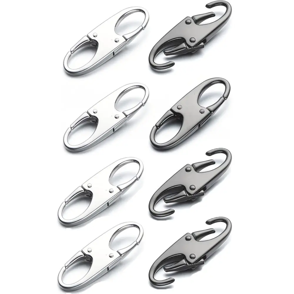 8PCS Stainless Steel Backpack Buckle S Type Handmade Carabiner with Lock Silver Necklace Clasps Jewelry Accessories