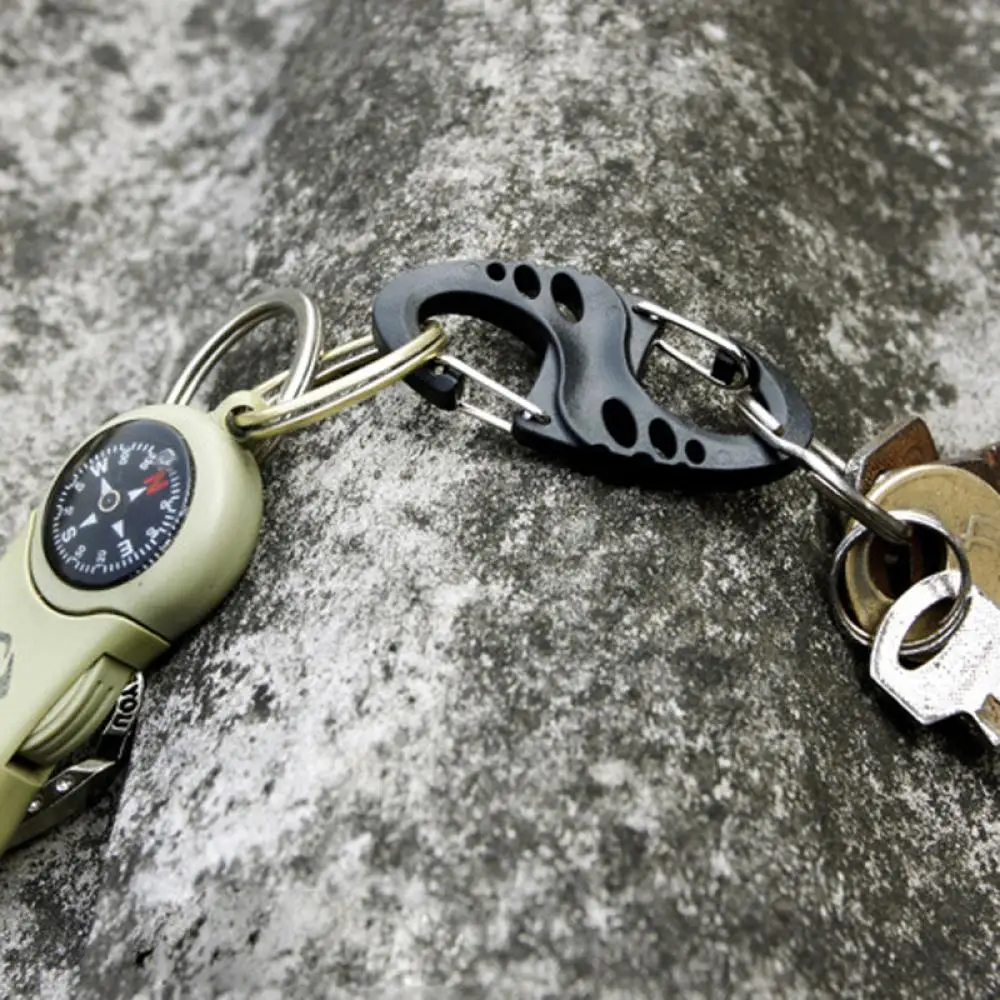 8PCS Stainless Steel Backpack Buckle S Type Handmade Carabiner with Lock Silver Necklace Clasps Jewelry Accessories