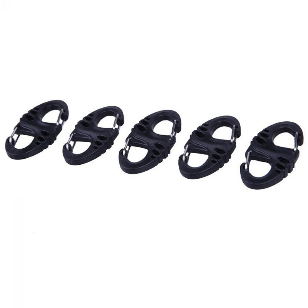8PCS Stainless Steel Backpack Buckle S Type Handmade Carabiner with Lock Silver Necklace Clasps Jewelry Accessories