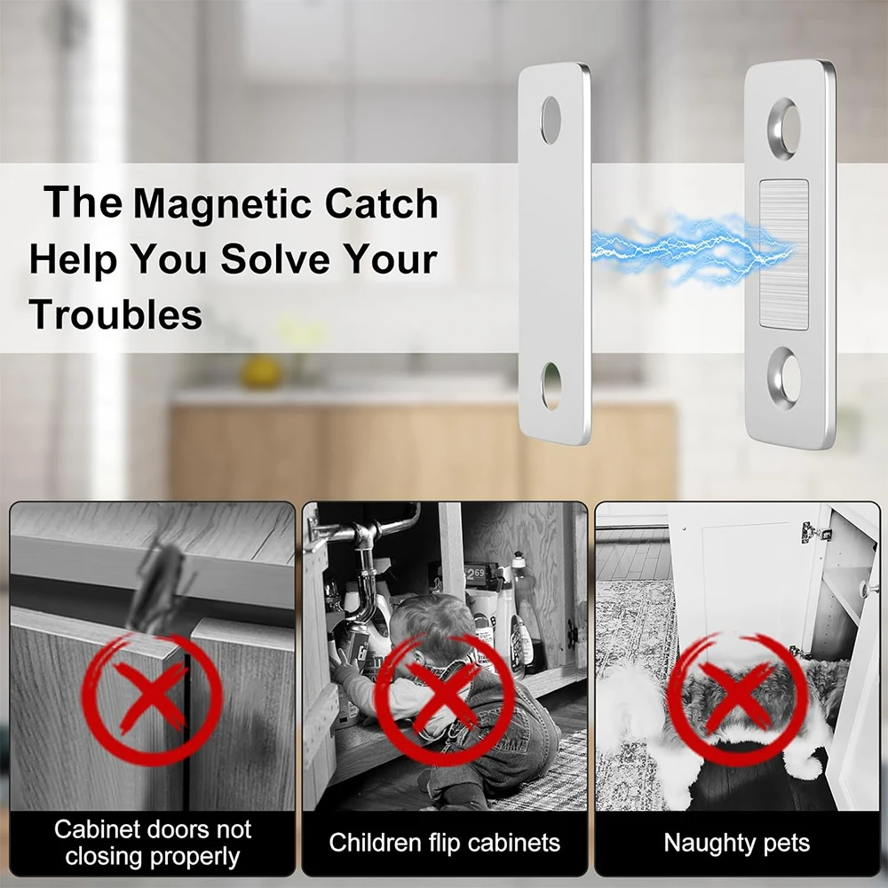 Magnetic Cabinet Catches Ultra Thin Door Strong Magnets Stopper Invisible Adhesive Drawer Magnet Lock for Kitchen Closet Closer