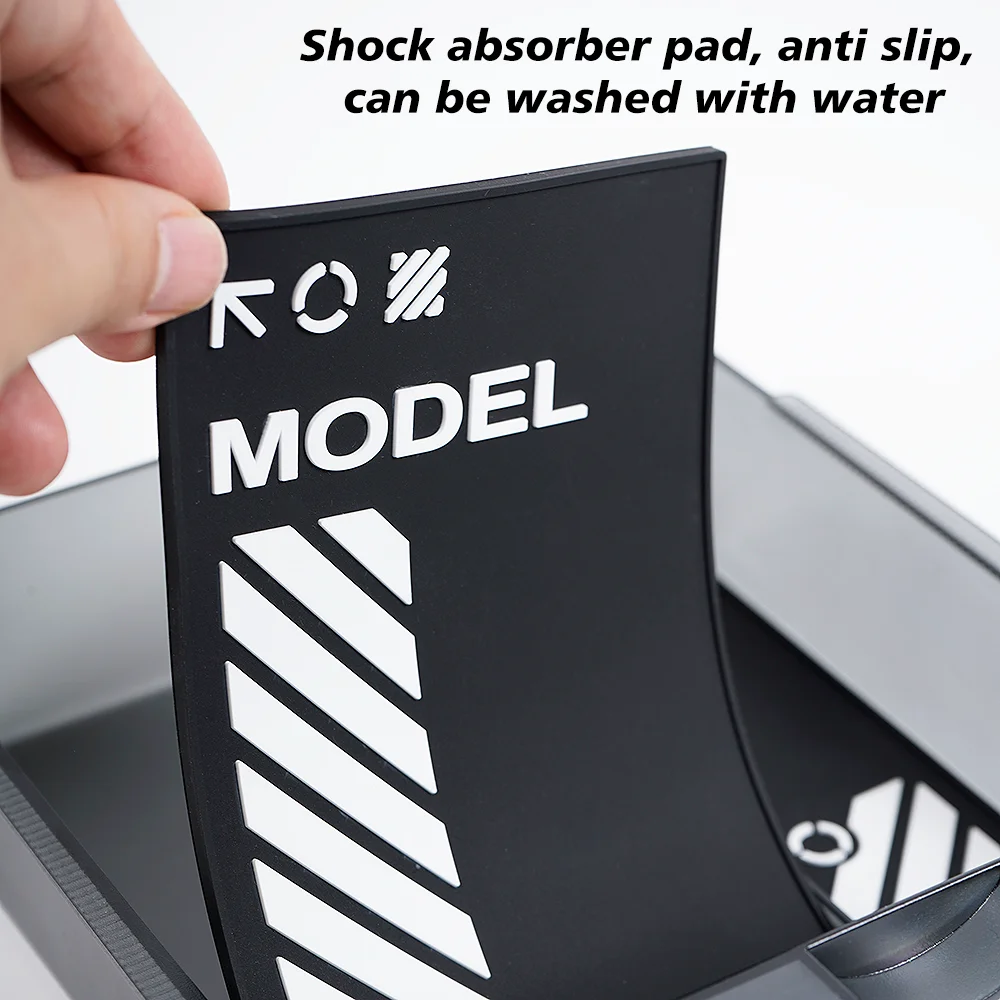 TESY Console & Armrest Storage Box For Tesla New Model Y Juniper Launch ABS Silicone Non-slip Mat Upper and Lower Watercup