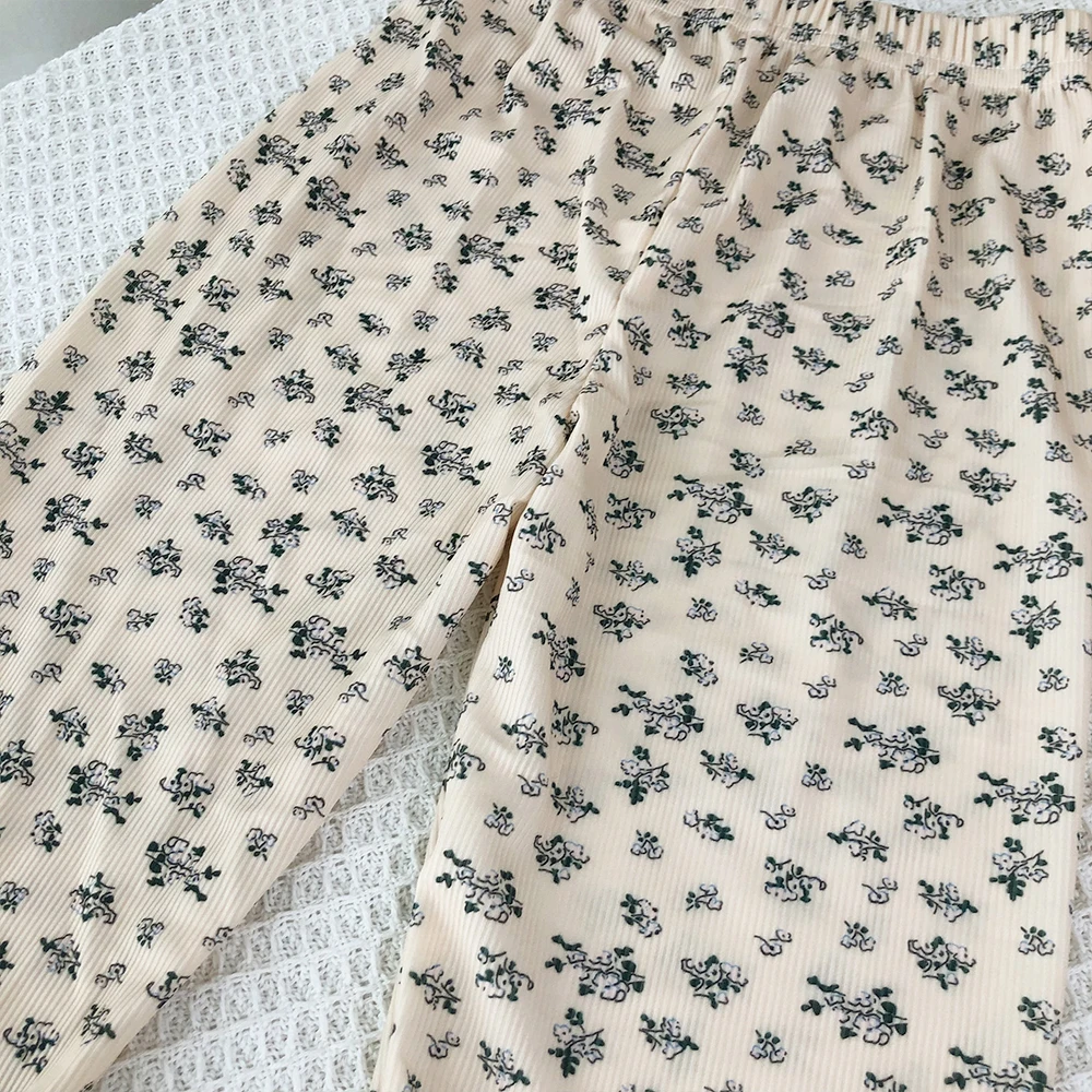 Bear Leader Summer Fashion New Short Sleeve Round Neck Flower Printed T-shirt Top+Pants 2 Piece Set Kids Casual Home Clothes
