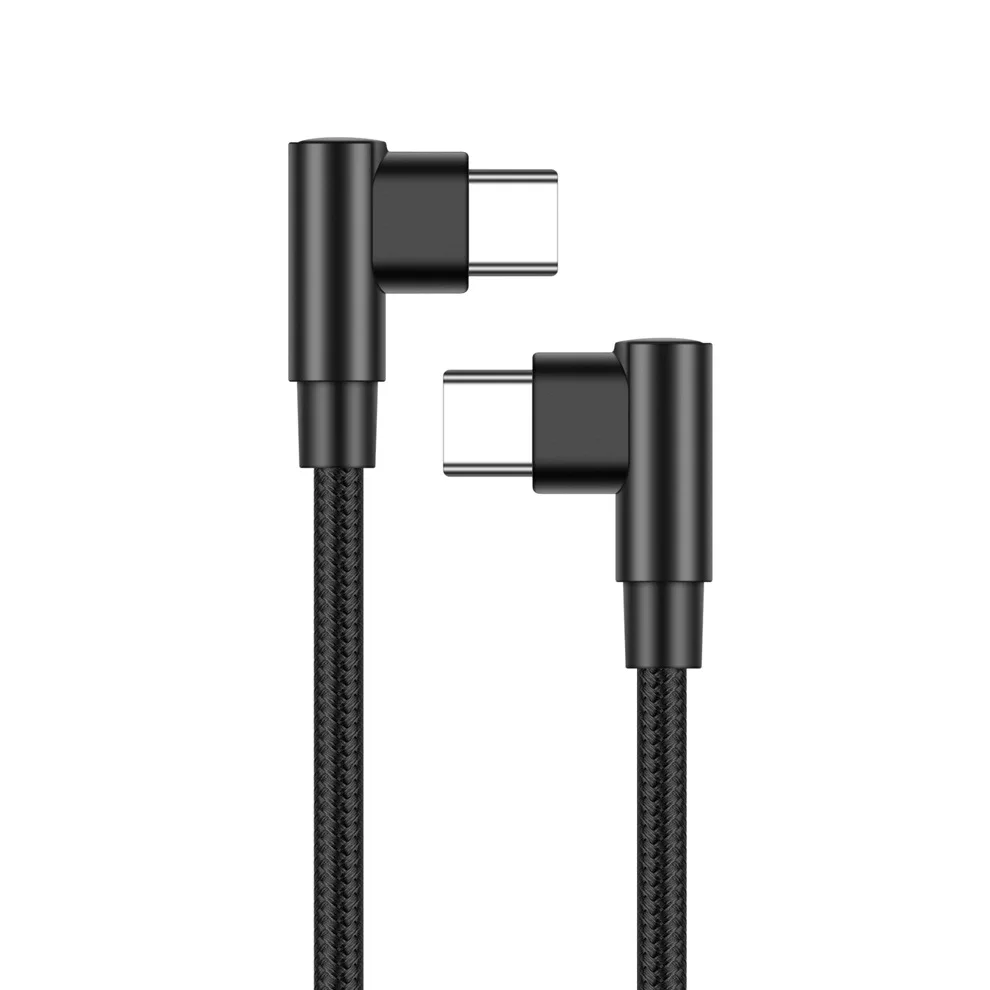 0.25m/0.5m/1m/2m/3m 90 Degree Elbow Nylon Braided Quick Charger Elbow USB C to Type C Cord Cable For iPhone 15 16 Samsung Xiaomi