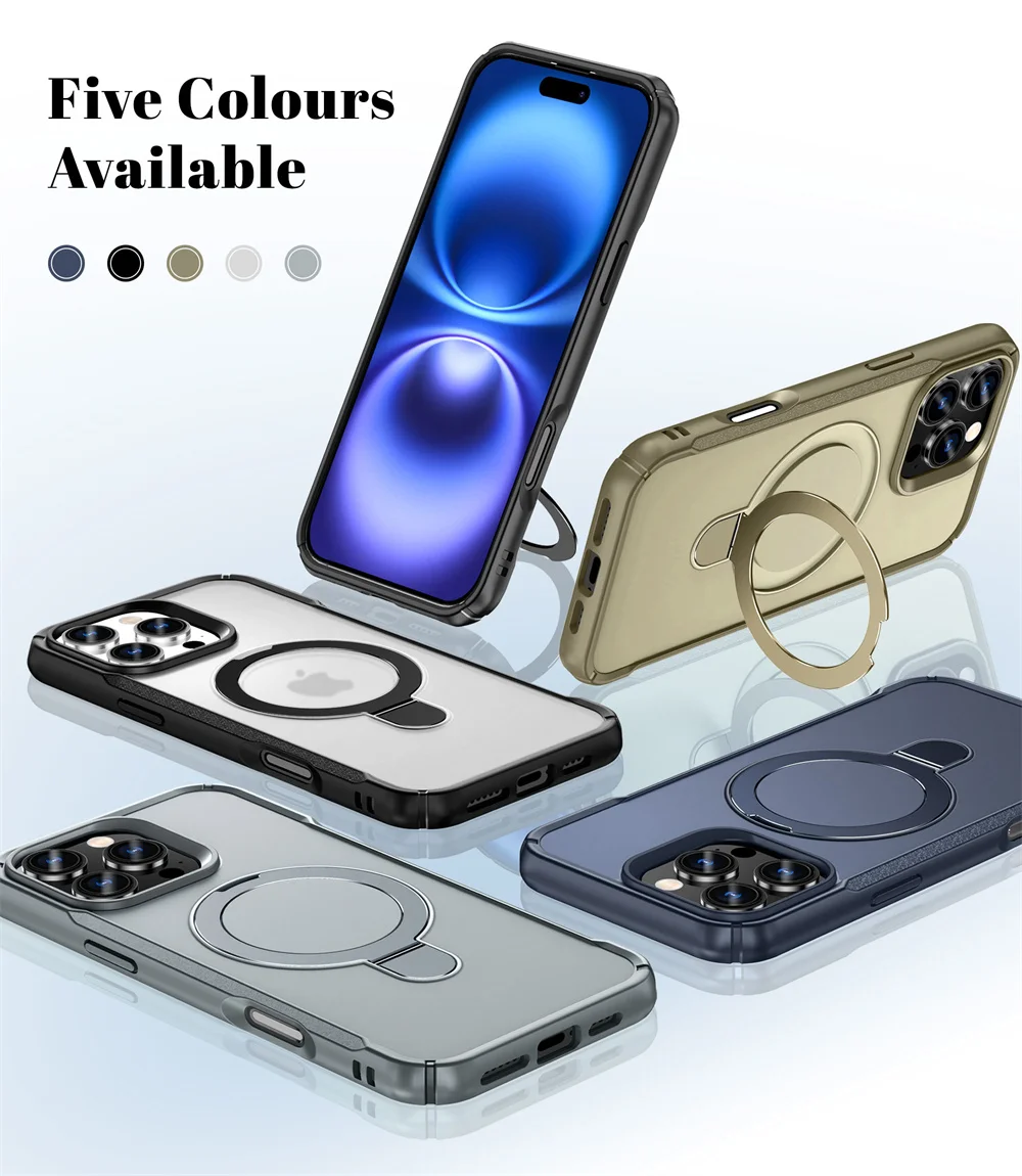 For Magsafe Wireless Charge Fold Magnetic Stand Phone Case For iPhone 15 16 17 18 Pro Max 16E 14 13 12 11 Anti-slip Bumper Cover
