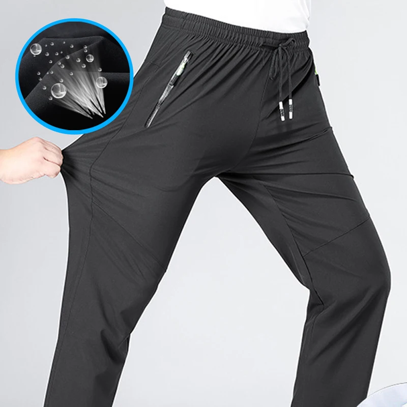 Breathable Men's Casual Pants Quick Dry Straight Elastic Waist Jogger Sweatpants Korean Classic Sport Trousers Plus Size 4XL 5XL