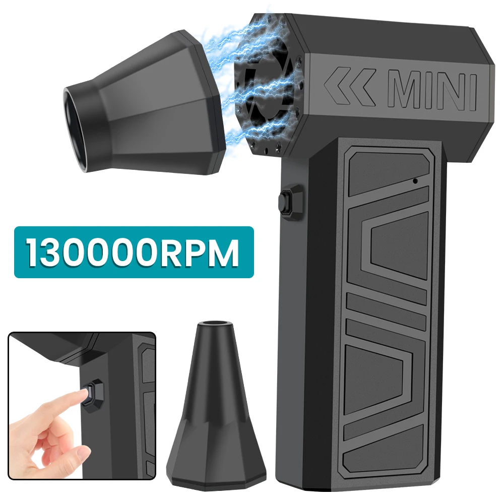 Turbo Fan Electric Air Duster Blower Portable Cleaning Hair Dryer Accessories Tools Car Blowing Snow Type-C Charging