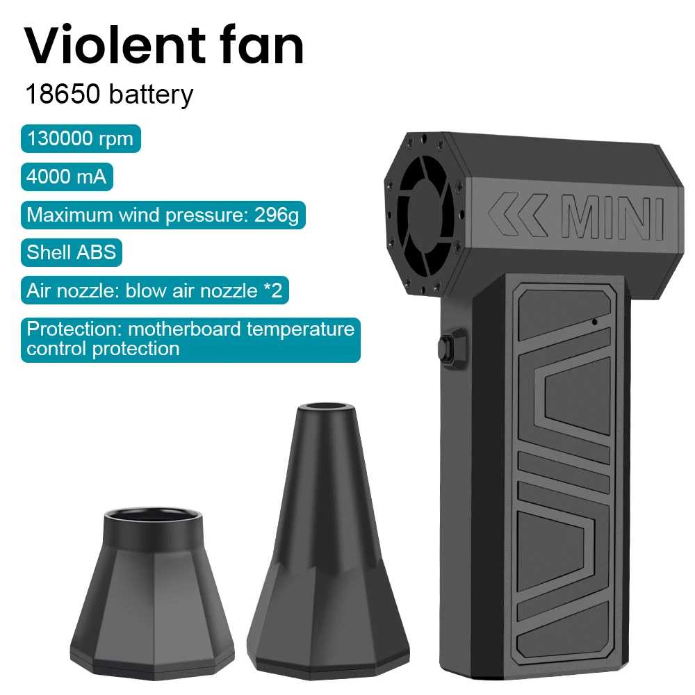 Turbo Fan Electric Air Duster Blower Portable Cleaning Hair Dryer Accessories Tools Car Blowing Snow Type-C Charging