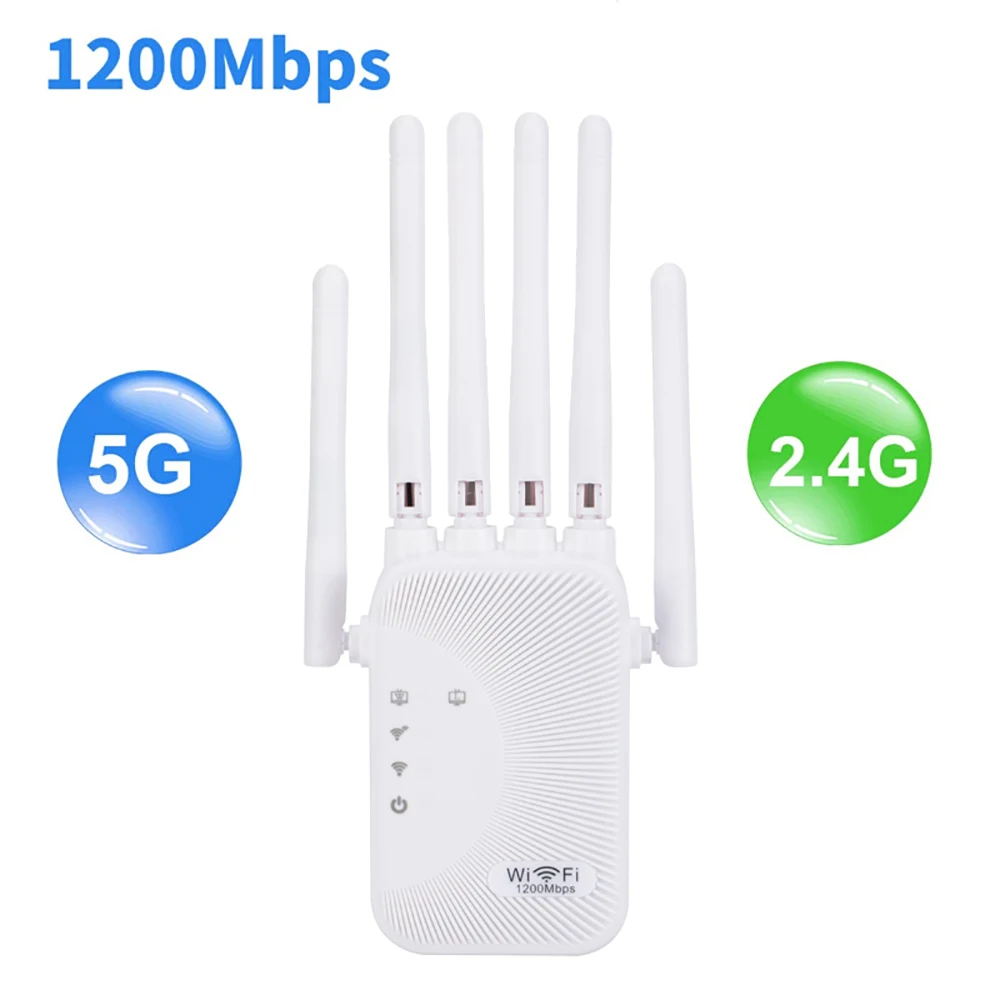 Kebidumei 1200/300Mbps Wifi Repeater Amplifier 2.4G 5G Network Expander Range Extender WiFi Signal Booster Wireless Wi-Fi Router