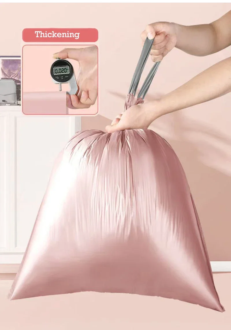 50/100/200PCS Thickening Drawstring Garbage Bags Large Capacity Handheld Trash Bag for Kitchen Household Disposable Waste Bags