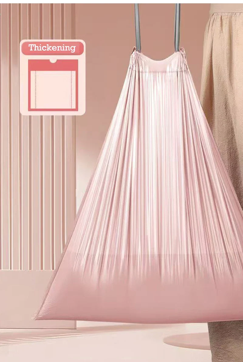 50/100/200PCS Thickening Drawstring Garbage Bags Large Capacity Handheld Trash Bag for Kitchen Household Disposable Waste Bags