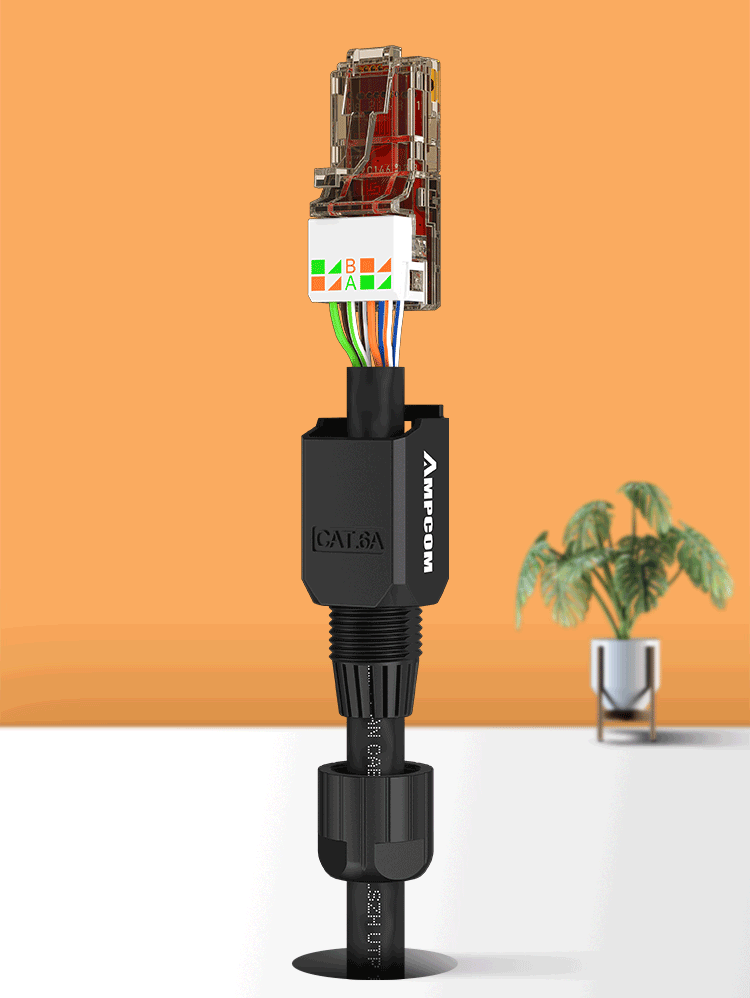 AMPCOM RJ45 Connector Tool Free CAT6A CAT6 10Gbps UTP Field Modular Plug Tool Free Ethernet Reusable Termination Lan Plugs
