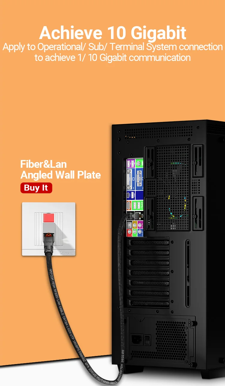 AMPCOM RJ45 Connector Tool Free CAT6A CAT6 10Gbps UTP Field Modular Plug Tool Free Ethernet Reusable Termination Lan Plugs
