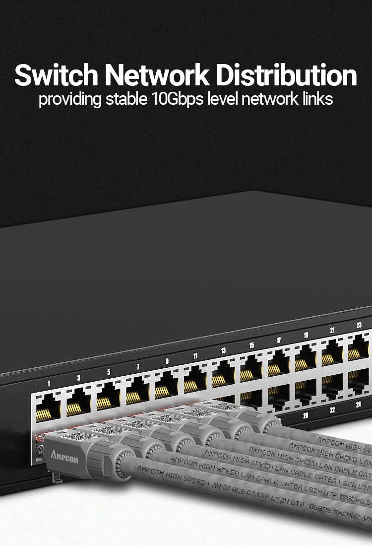 AMPCOM RJ45 Connector Tool Free CAT6A CAT6 10Gbps UTP Field Modular Plug Tool Free Ethernet Reusable Termination Lan Plugs