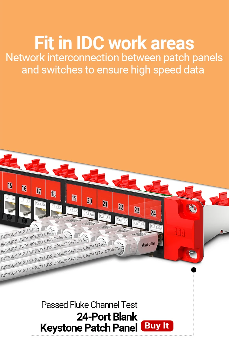 AMPCOM RJ45 Connector Tool Free CAT6A CAT6 10Gbps UTP Field Modular Plug Tool Free Ethernet Reusable Termination Lan Plugs