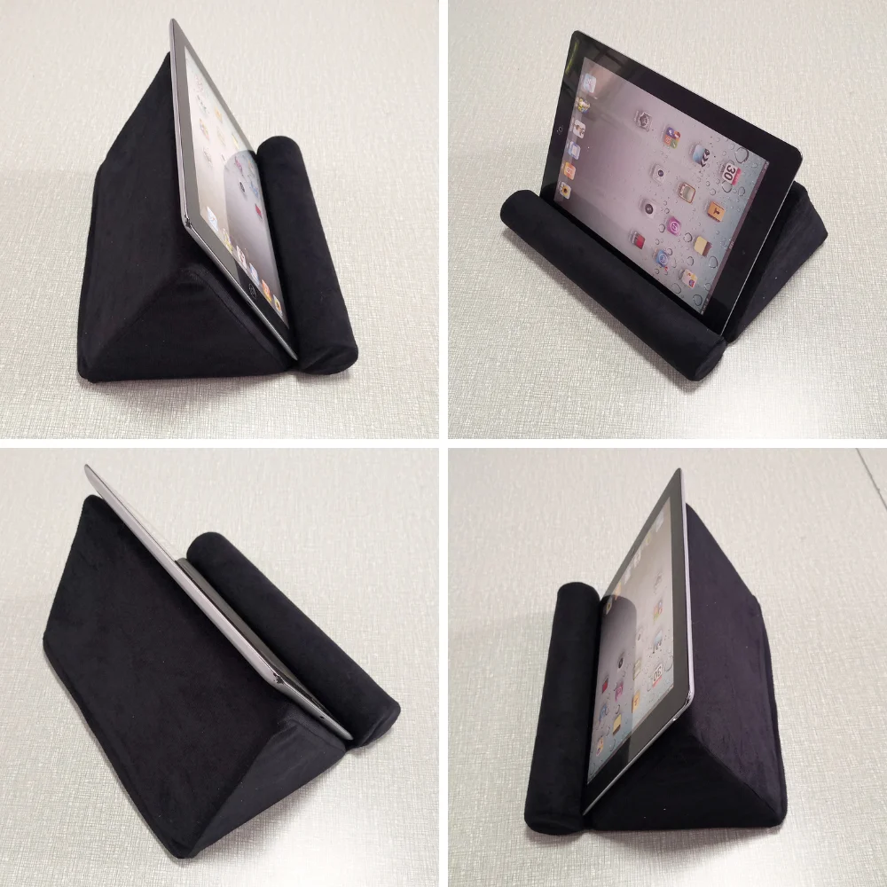 Multifunctional Tablet Pillow Stand Phone Holder Ergonomic Triangular Bed Cushion Soft Suede Rest Pad for iPad E-reader