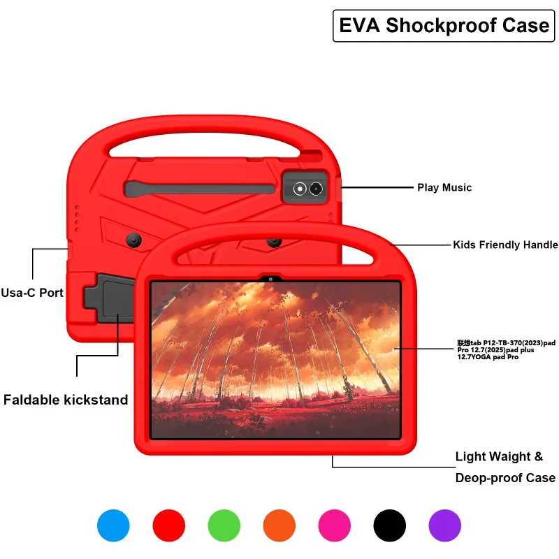 Kids Soft EVA Case for Lenovo Idea Tab Pro TB373FU 2025 TB375FC TB-370FU Xiaoxin Pad Plus 12.7 YOGA Pad Pro Cute Sparrows Cover