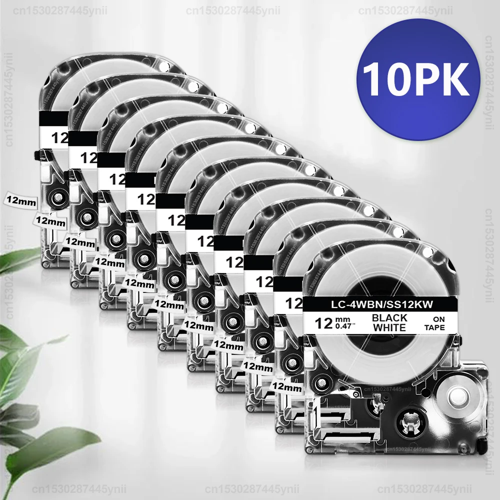 2pcs/5pcs/10pcs SS12KW 12mm Compatible Epson Label Tape SS12KW LK-4WBN ST12KW SC12RW SC12YW for Epson LW-300 LW-400 Label Maker