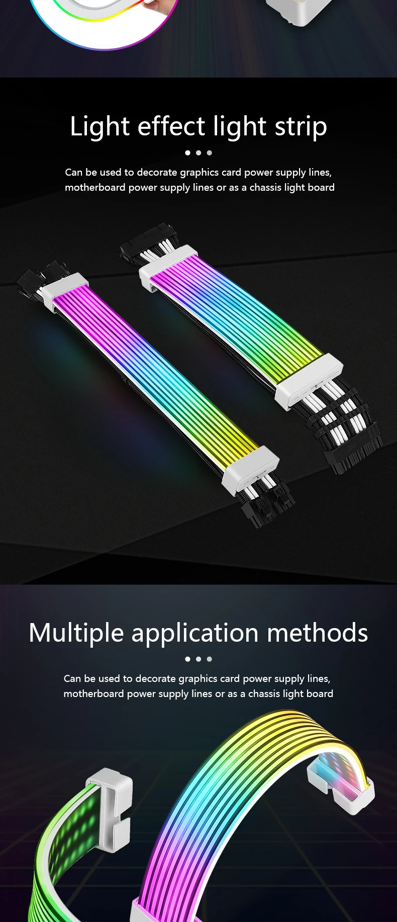 UPSIREN Bendable ARGB Light Board, Suitable For Graphics Card 24pin/8pin/2x8pin/12VHPWR/Motherboard Decorative Light Strip