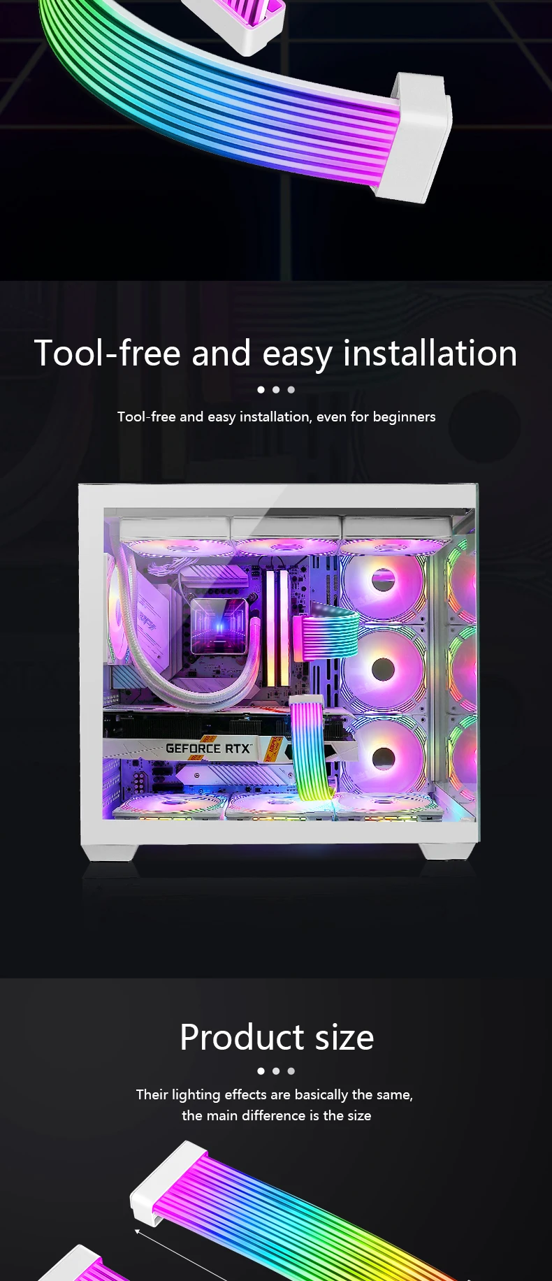 UPSIREN Bendable ARGB Light Board, Suitable For Graphics Card 24pin/8pin/2x8pin/12VHPWR/Motherboard Decorative Light Strip
