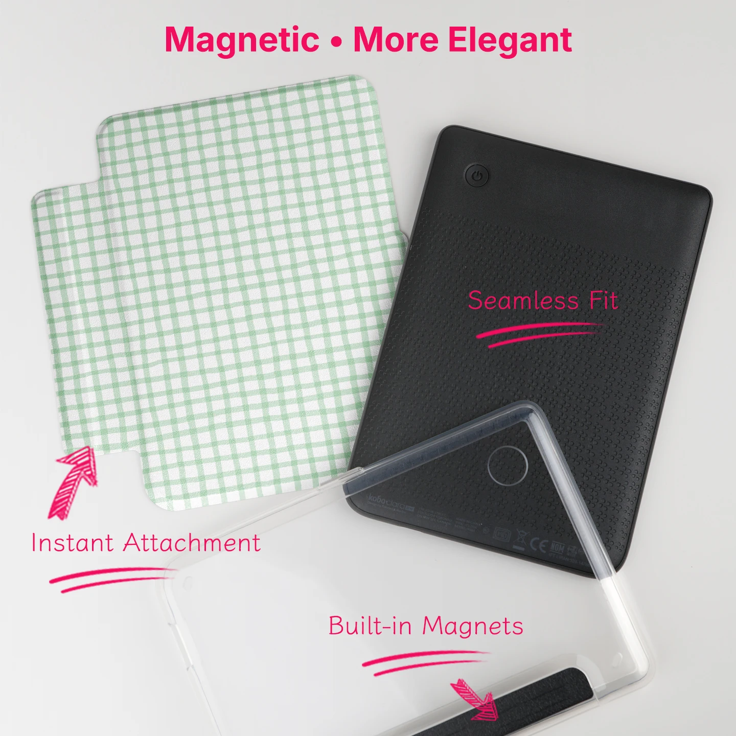 Magnetic Detachable Case for Kobo Clara Colour BW 2E 6" Classic Striped Pattern Protective Cover with Auto Sleep Wake Cover