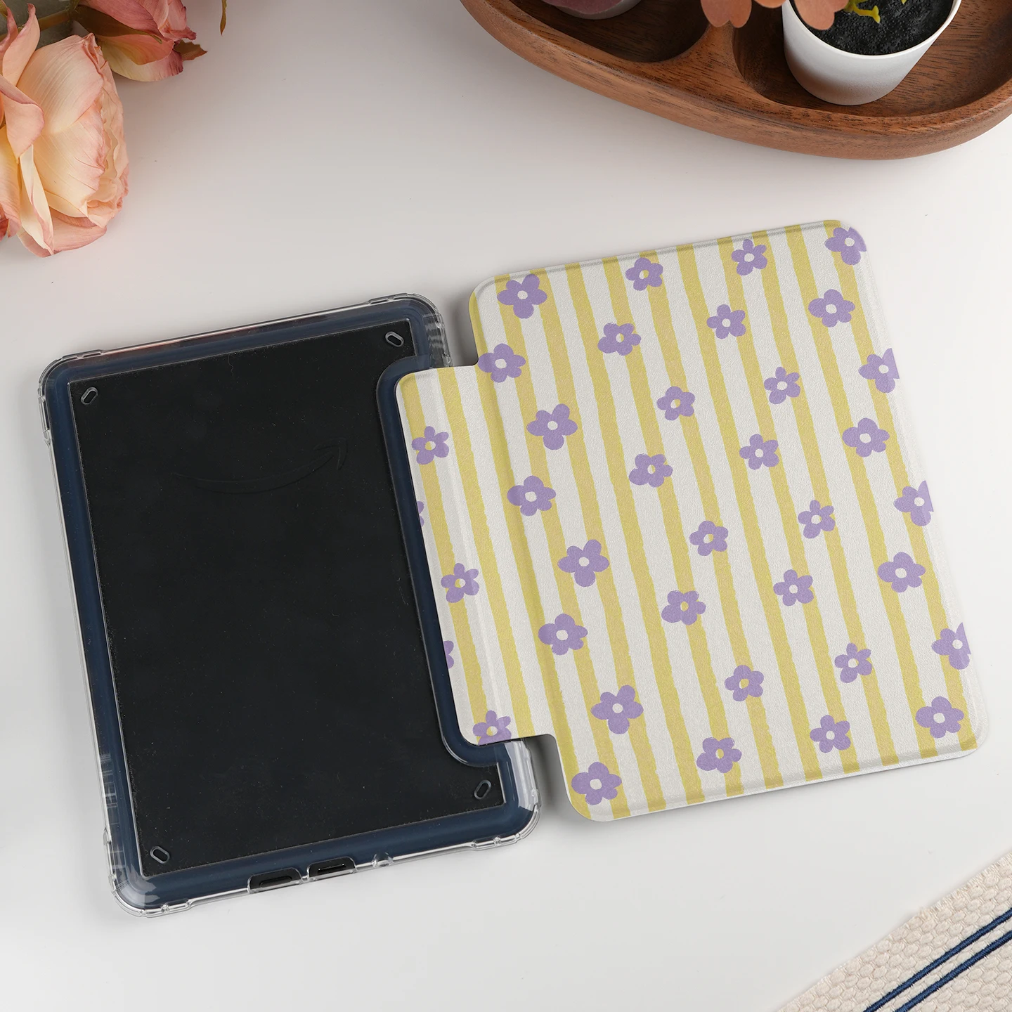 Magnetic Detachable Case for Kobo Clara Colour BW 2E 6" Classic Striped Pattern Protective Cover with Auto Sleep Wake Cover