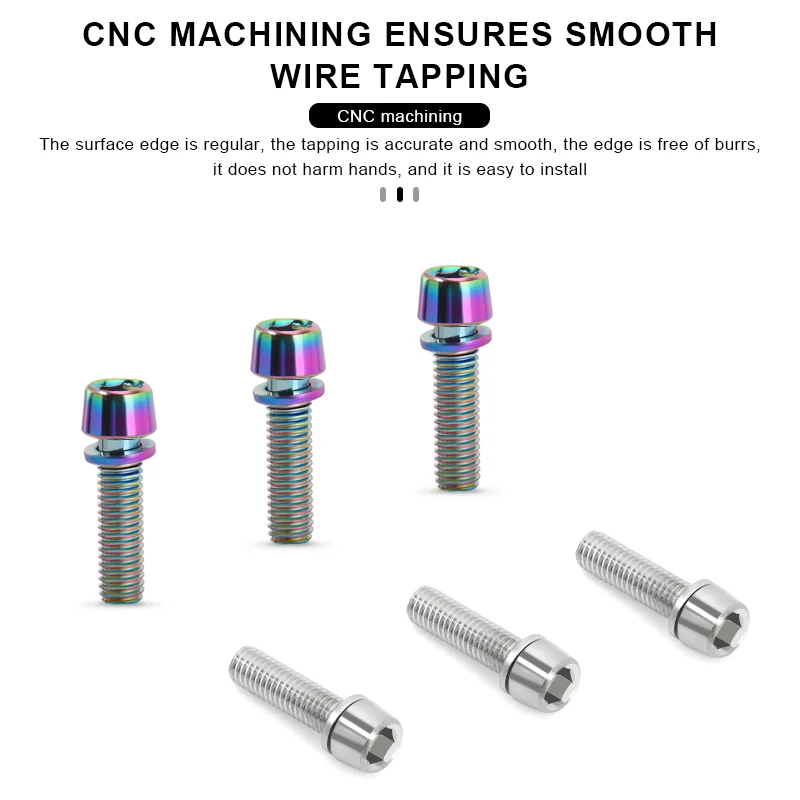 6pcs/set Bicycle Handlebar Screws M5*18MM Titanium-plated Colorful Steel MTB Bike Handle Bar Stem Riser Bottle Holder Bolts