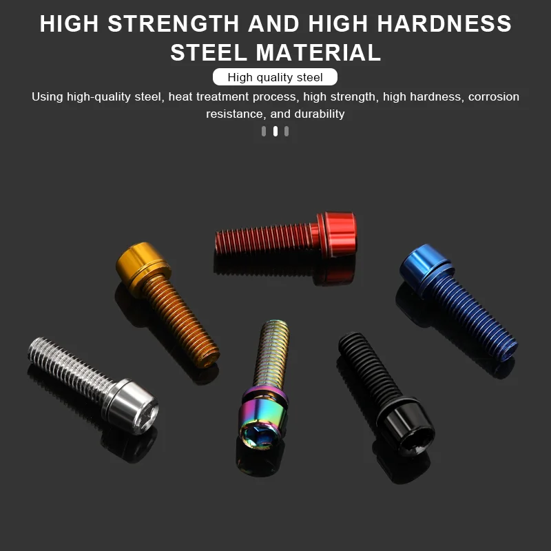 6pcs/set Bicycle Handlebar Screws M5*18MM Titanium-plated Colorful Steel MTB Bike Handle Bar Stem Riser Bottle Holder Bolts