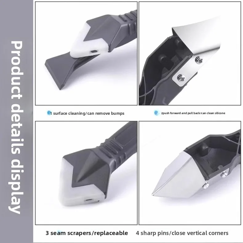 Silicone Scraper Squeegee Glue Remover Knife Caulking Angle Beauty Crack Trowel Tool Grout Scraper Kit 5in1 Multifunctional Home