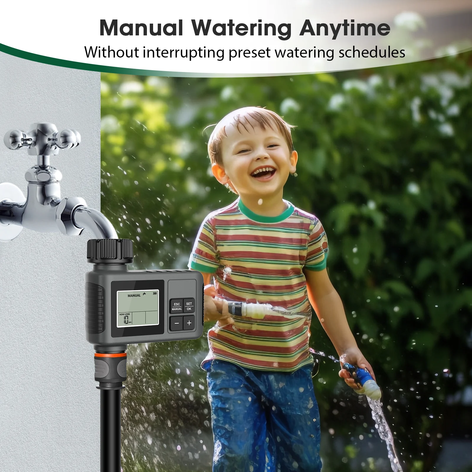 Insoma Automatic Water Timer Intelligent Irrigation Watering System Sprinkler Timer Garden Programmer Equipment IPX7 LCD Display