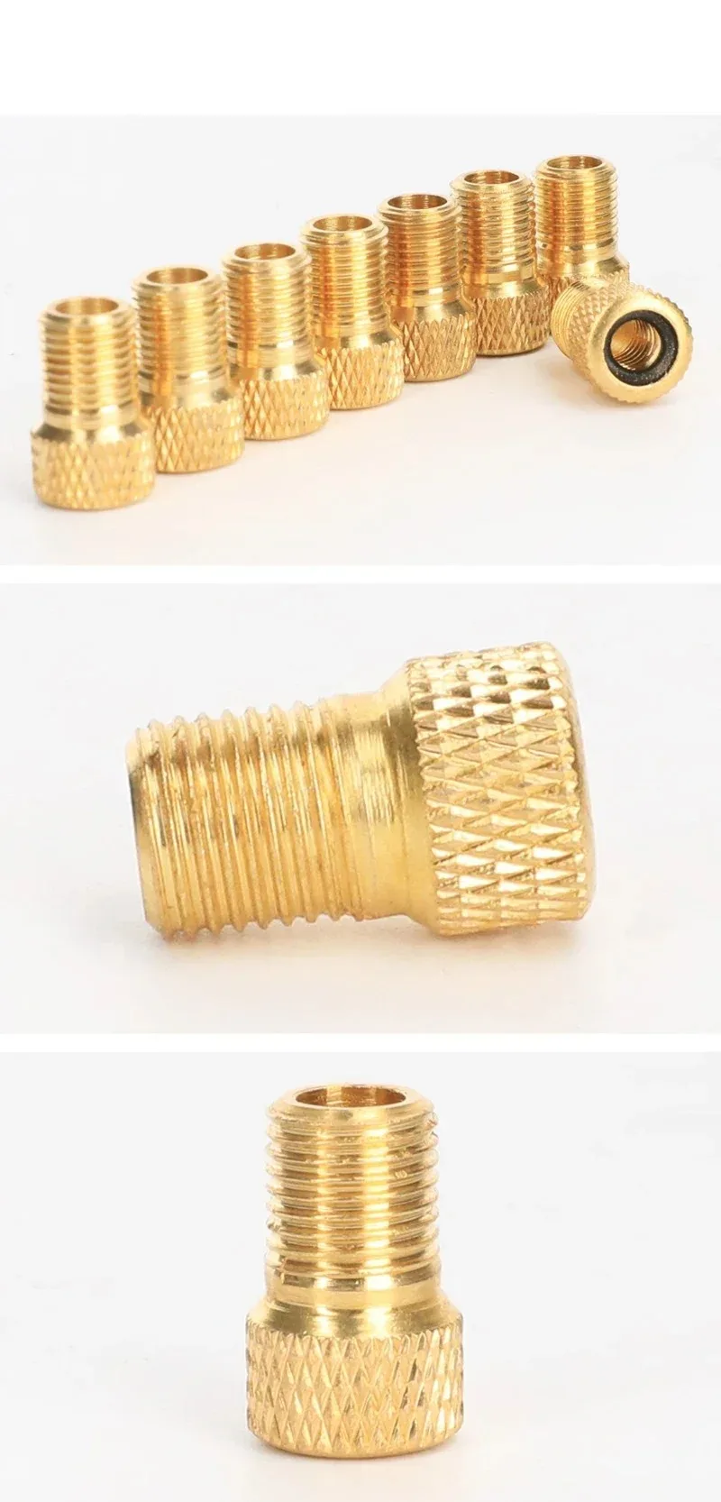 Bicycle Presta To Schrader Adapter Bike Tire Valve Adapter Copper Golden Bicycle Pump Tire Valve Connectors F/V To A/V Converter