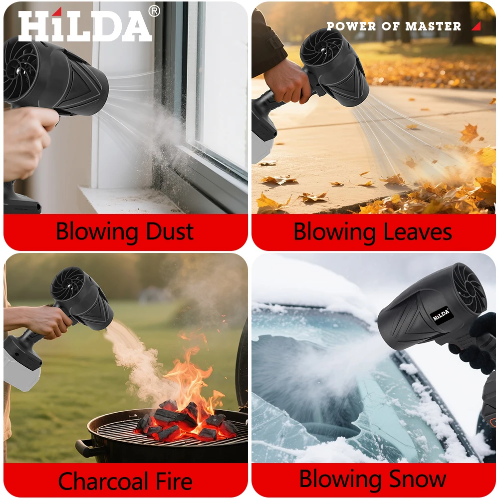 HILDA 1000W Air Blower Handheld Storm Force Cordless Dust Blaster Snow & Leaf Sweeper Turbo Jet Cleaner Pro for Makita Battery