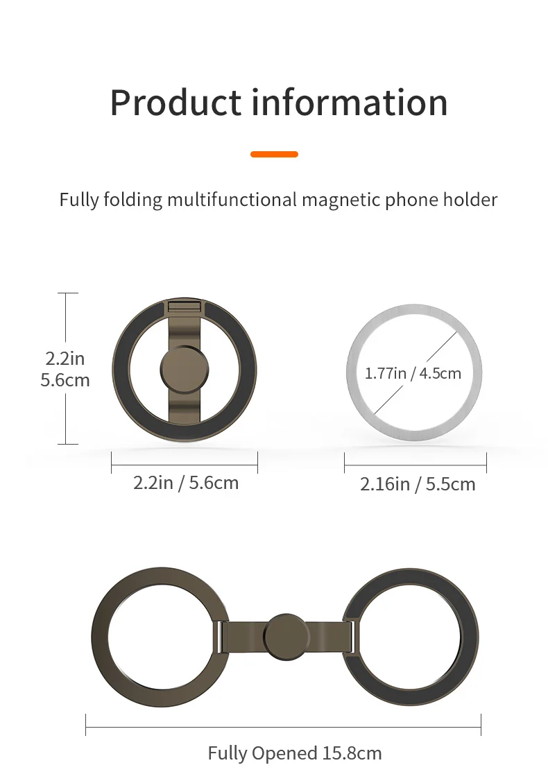 2025 Double-Sided MagSafe Phone Holder for iPhone 14/15/16, Foldable 360° Rotating Stand with Strong Magnet & Finger Grip Suppor