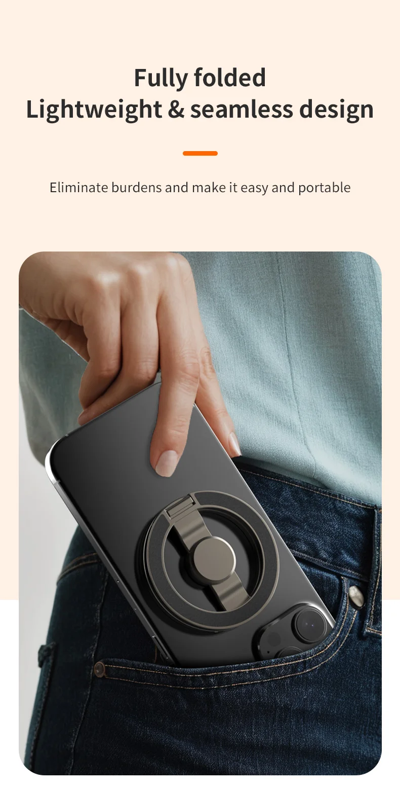 2025 Double-Sided MagSafe Phone Holder for iPhone 14/15/16, Foldable 360° Rotating Stand with Strong Magnet & Finger Grip Suppor