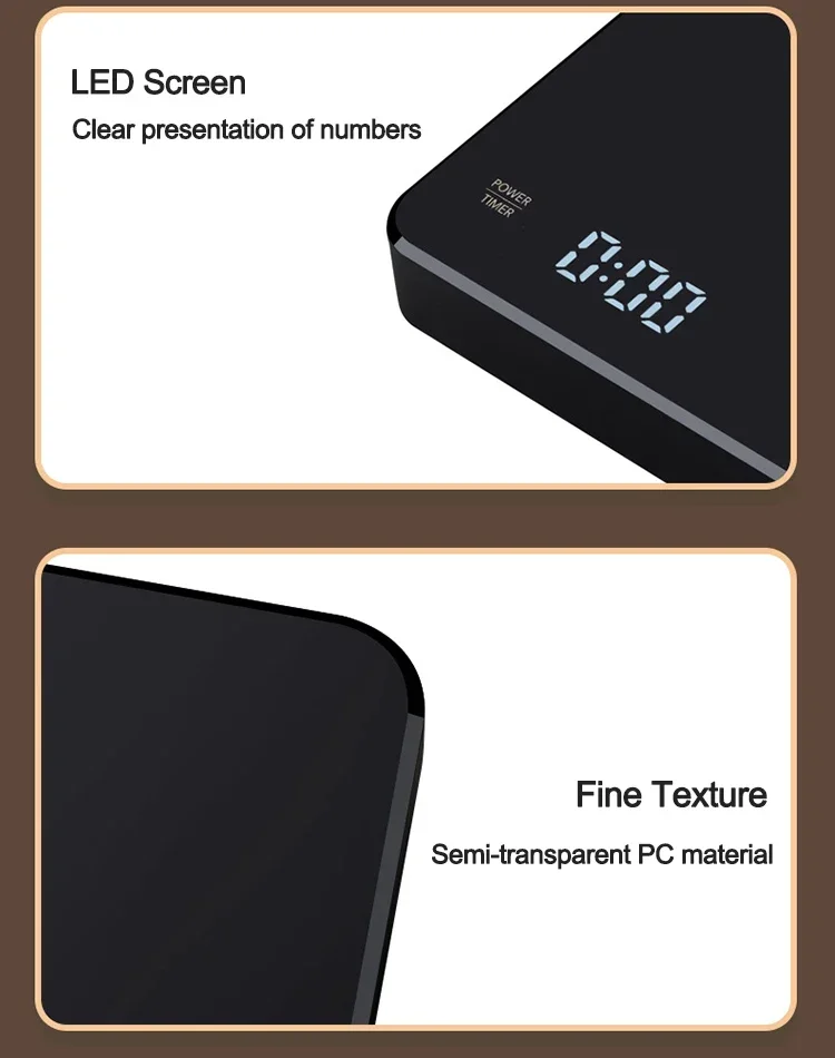 1Set Electronic Coffee Scale with Silicone Pad Digital Coffee Scale with Timer LED Display USB Charging Home Cafe Use Good Gift