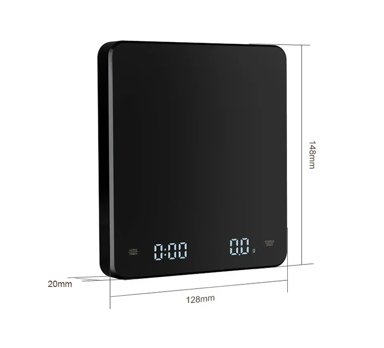 1Set Electronic Coffee Scale with Silicone Pad Digital Coffee Scale with Timer LED Display USB Charging Home Cafe Use Good Gift