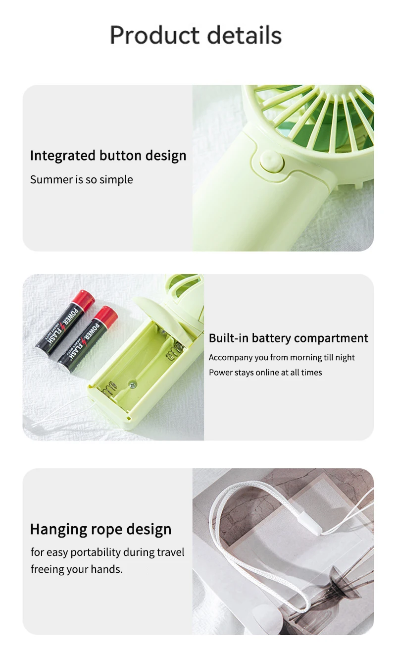 2026 Cute Mini Fan Portable Handheld Fan Lightweight Handy Fan Pocket Size Low Noise Small Electric Fan Student Gift Outdoor Fan