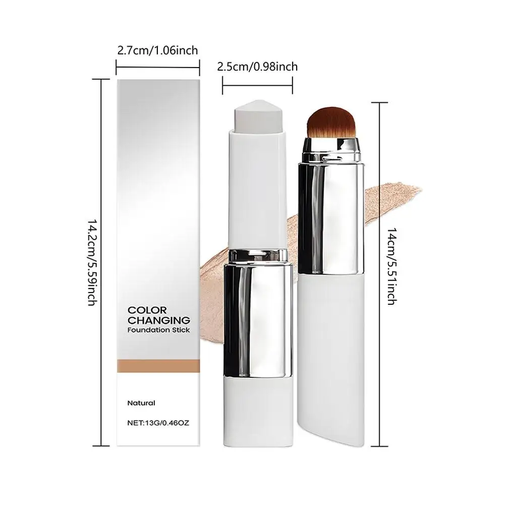 2-in-1 Color-Changing Foundation Stick Liquid Lightweight Moisturizing Brightening Foundation Color Changing For All Skin Types
