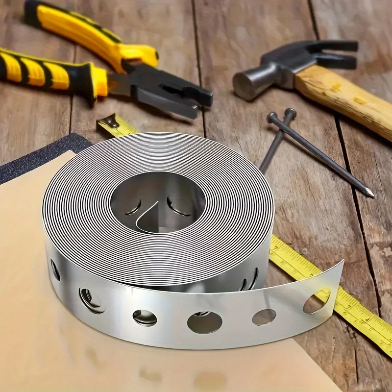 1 Roll of Galvanized Steel Tape, Pre-Punched Multi-Slot Metal Tape for Pipe Support and Sheet Metal Work