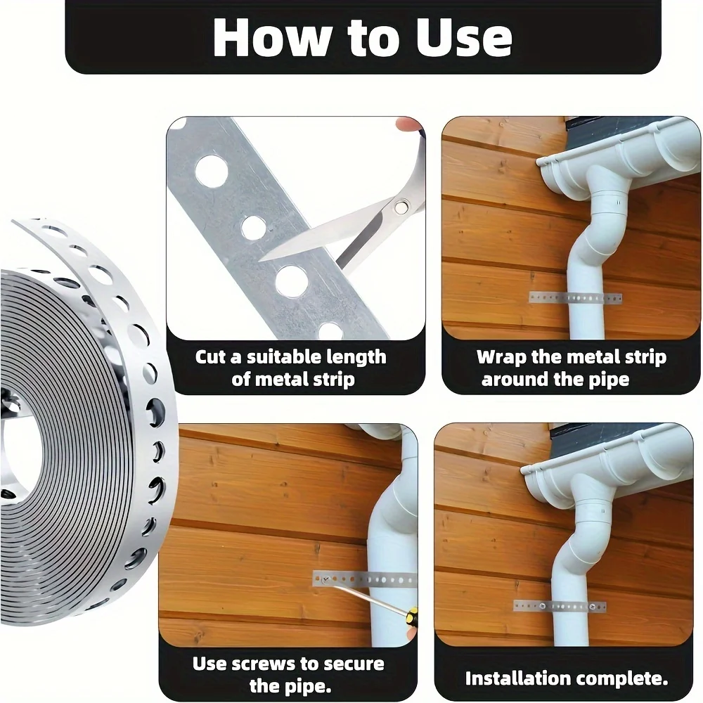 1 Roll of Galvanized Steel Tape, Pre-Punched Multi-Slot Metal Tape for Pipe Support and Sheet Metal Work