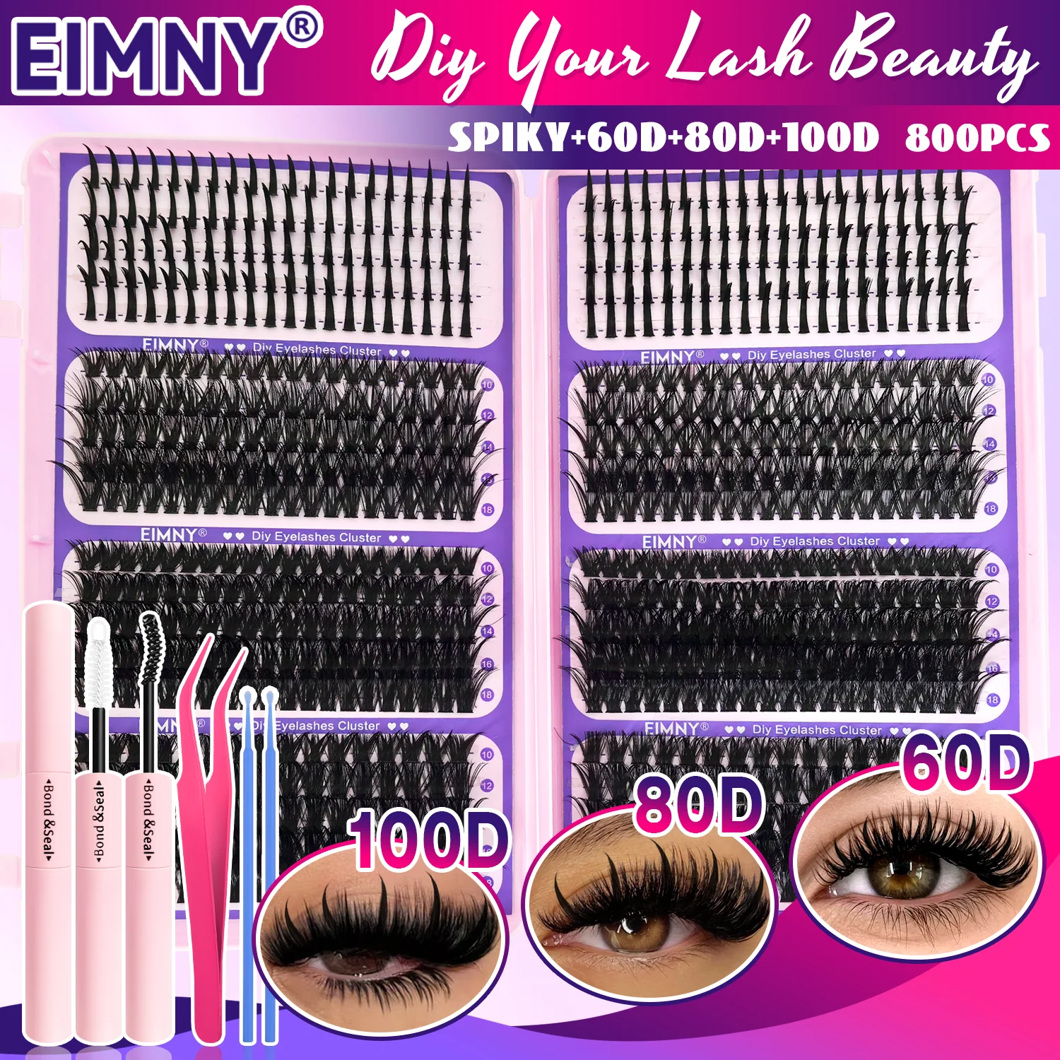Show-Stopping Top & Bottom Lash Kit – 250/740 Cluster Shell Fluffy Volume, Mix-&-Match Lengths & Styles! Killer for Any Look