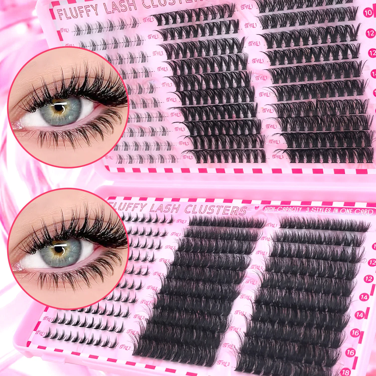 Show-Stopping Top & Bottom Lash Kit – 250/740 Cluster Shell Fluffy Volume, Mix-&-Match Lengths & Styles! Killer for Any Look