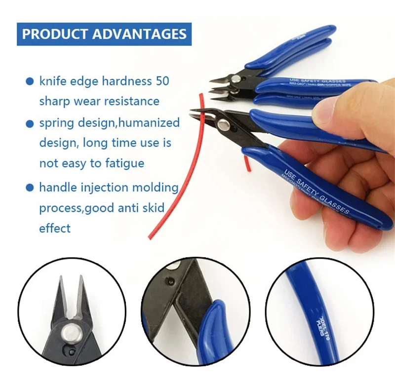 Bomurphy Diagonal Pliers Carbon Steel Pliers Electrical Wire Cable Cutters , Wire Snips for Electronics Soft Copper Jewelry