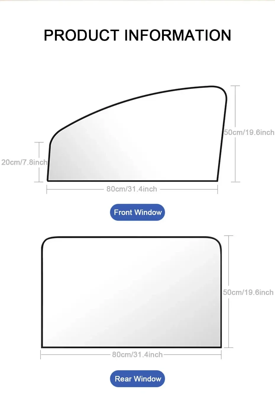 2Pcs Car Side Window Sun Shade Magnet Privacy Curtains UV Reflection Anti Glare UV Block Sunshade for Front/Back Window