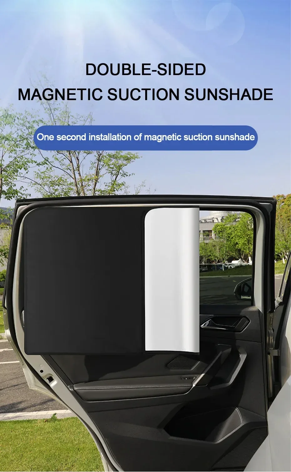 2Pcs Car Side Window Sun Shade Magnet Privacy Curtains UV Reflection Anti Glare UV Block Sunshade for Front/Back Window