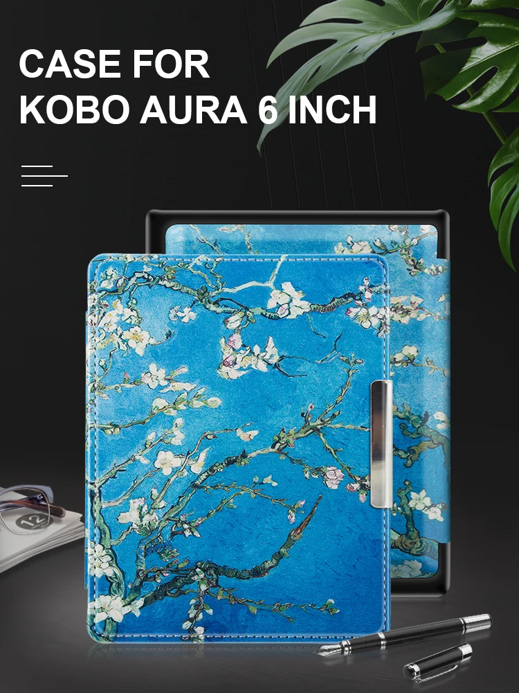 For Kobo Aura N514 Smart Cover 6 Inch Leather Case Screen Protector Capa Ereader Auto Sleep Wake Up Magnetic Ebook Hoesje Funda